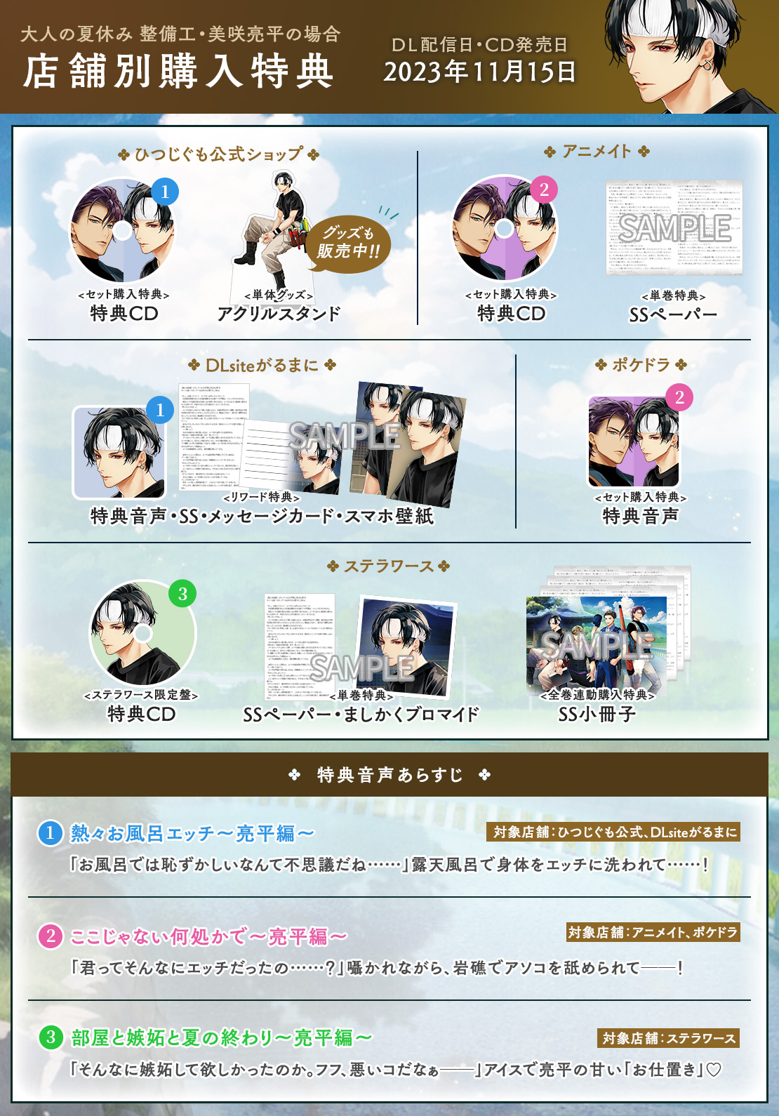 大人の夏休み 整備工・美咲亮平の場合』店舗特典内容の詳細解禁